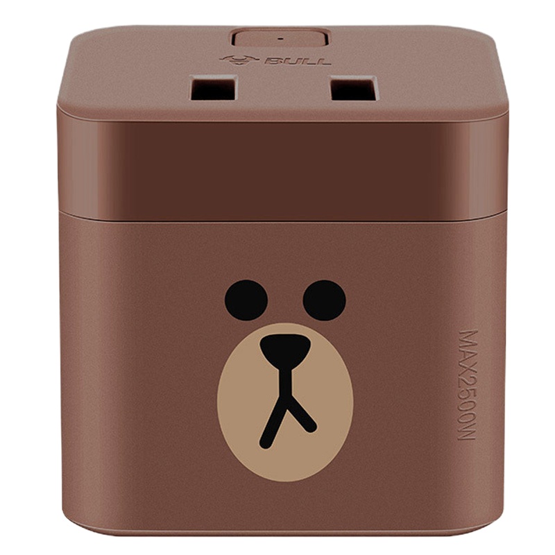 公牛(BULL)GNV-U9212B布朗熊魔方二位双USB无线插座接线板LINE FRIENDS联名款棕色插头(XF)