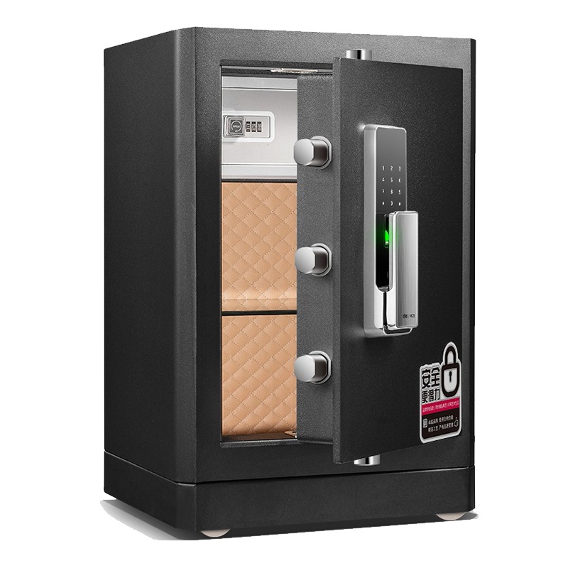 得力(deli)4116保险柜家用防盗床头柜入柜式全钢保管箱 指纹电子密码保险箱 高62cm 黑色