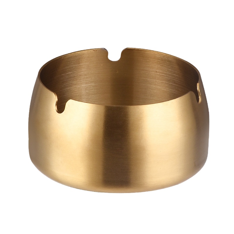 封后不锈钢烟灰缸防摔加高烟灰缸宾馆KTV酒店圆形烟灰缸创意定制OGO 新款特大号特厚(土豪金)摆件