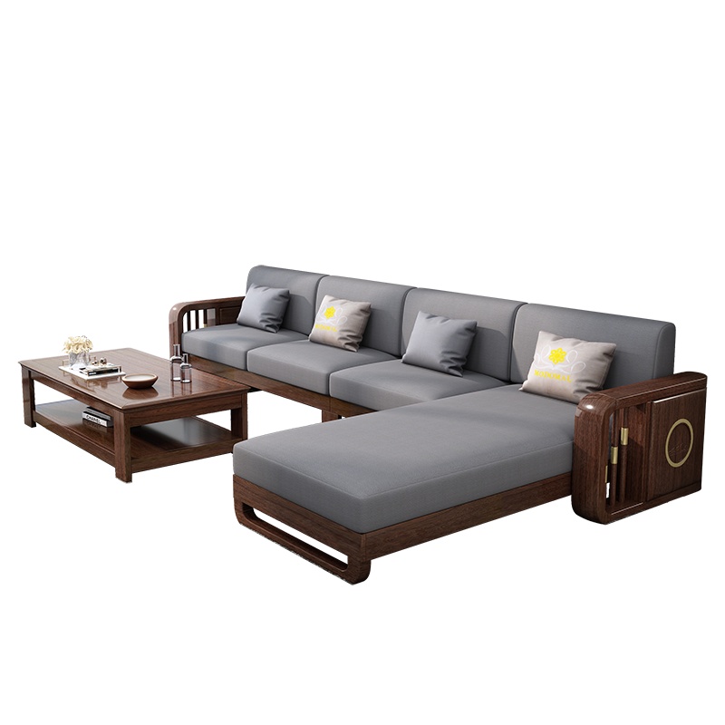 天惠子 沙发 胡桃木沙发新中式实木沙发组合现代客厅套装家具小户型全木质沙发