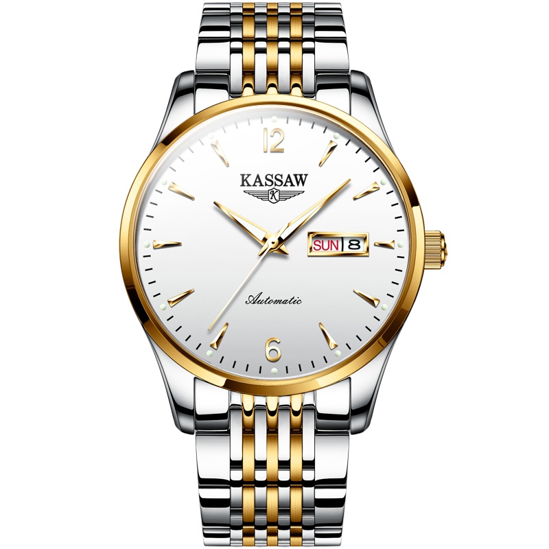 卡梭(KASSAW)手表男时尚商务全自动机械表男表日历星期夜光防水薄款男士手表机械表男K876G