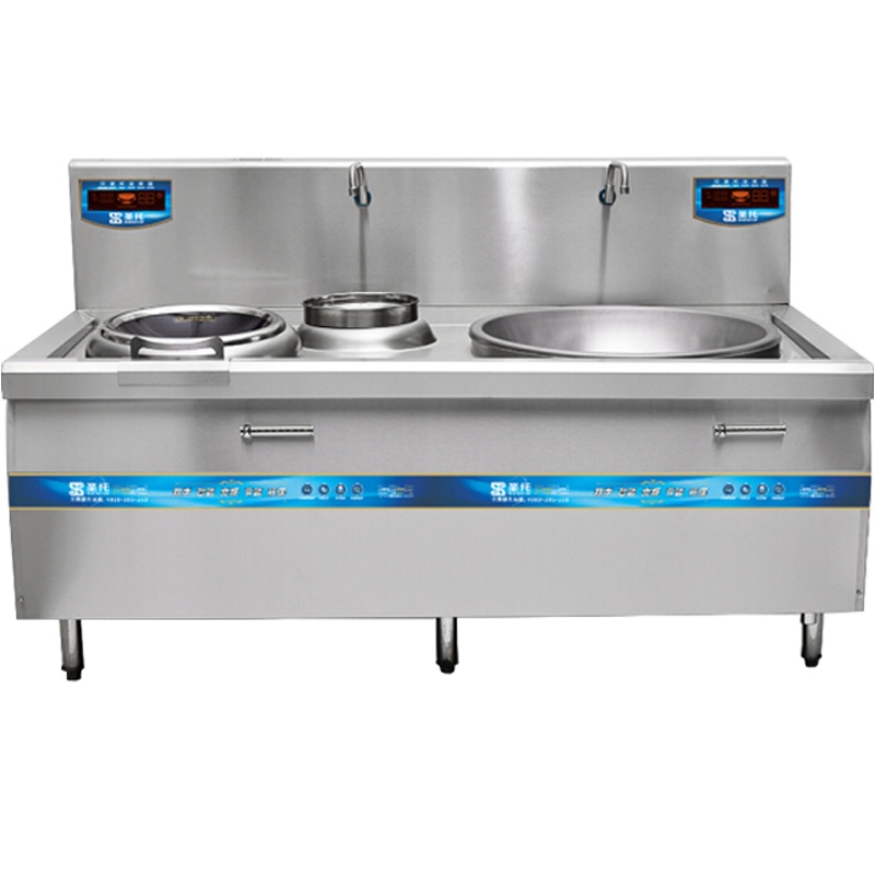圣托(Shentop)大功率商用电磁炉 大型双炒电磁灶 酒店凹面小炒炉 小炒加大炒组合灶 STC-G2000