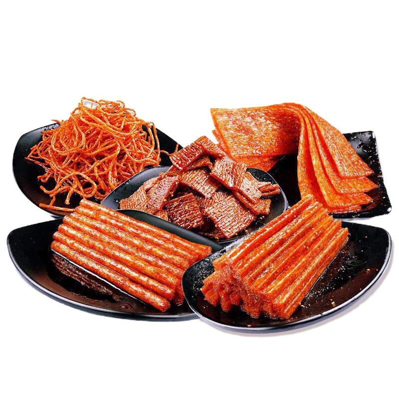 网红辣条大礼包 特产 麻辣零食组合香辣儿时怀旧手工小吃125g [优惠]五种各一(香辣)辣块爆辣