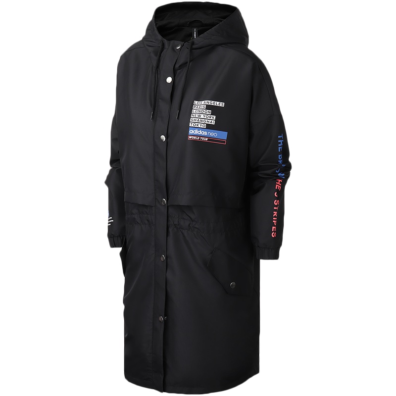 adidas阿迪达斯NEO女装运动服休闲中长款防风衣FU1072