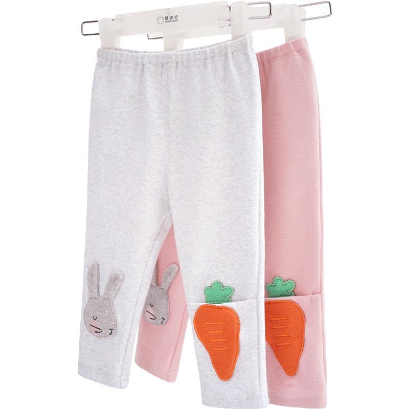 秋季新款女童运动休闲百搭可爱小兔纯色简约修身长裤 韩版