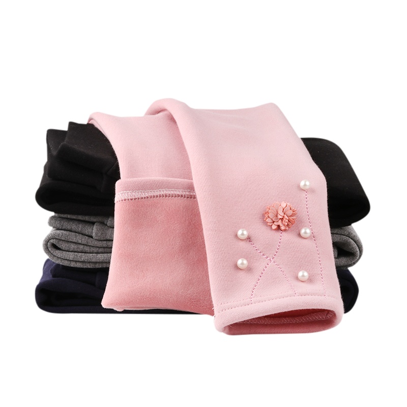 巴布豆配饰童装女童打底裤秋冬装保暖宝宝一体加绒加厚长裤子外穿洋气100、110、120、130、140、150