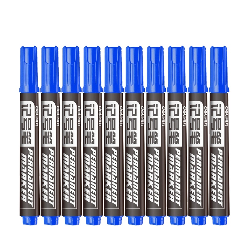 得力 S550 记号笔 粗头马克笔 单头油性笔 标记笔10支/盒 蓝色（ 一盒价）