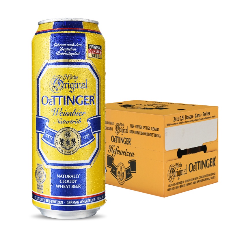 德国原装进口奥丁格(OETTINGER)自然浑浊型小麦啤酒500ML(18罐/箱)