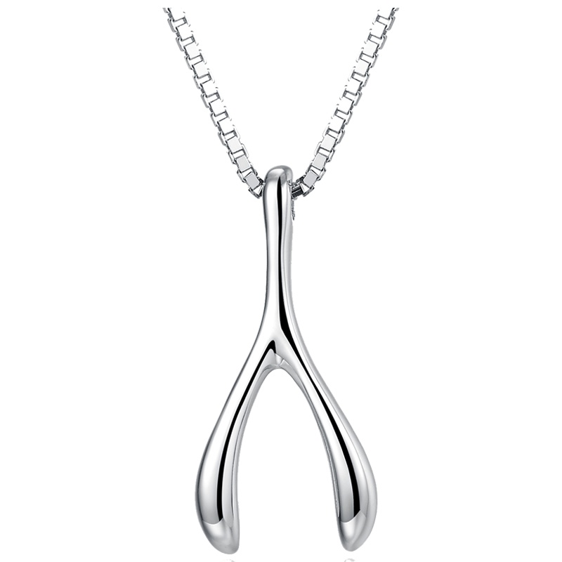 佰色传情(BRIR) S925纯银项链 创意个性韩版项饰许愿骨吊坠女自留款 BYX031