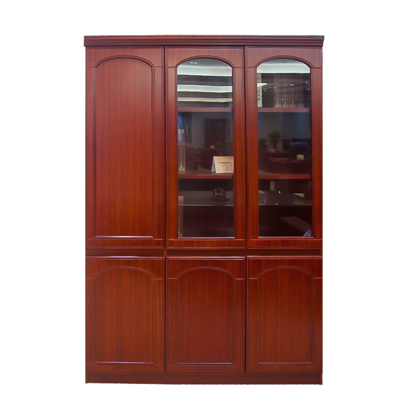 鸿业盛大FSH-C610左三门书柜办公室柜子文件柜木质资料柜油漆实木皮书柜储物柜书柜1350L*420W*2000H