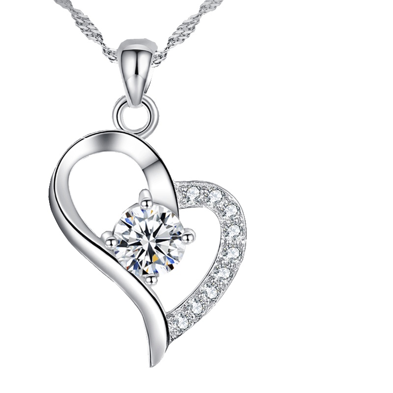 依帝魅礼品S925纯银项链女款饰品吊坠锁骨链刻字白金色项链生日礼物情人节送爱人送家人送朋友送长辈情人节礼物