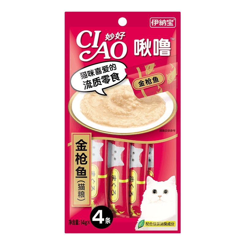 (3件8折)伊纳宝猫咪零食妙好啾噜布丁流质猫条猫零食猫湿粮 金枪鱼_14g*4(1包4支装)