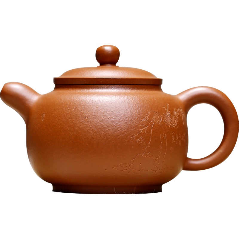 风云名人周小明纯全手工原矿梨皮老朱泥正宗宜兴紫砂壶大容量茶壶 全手工刻绘 手写收藏证书 保真可验货
