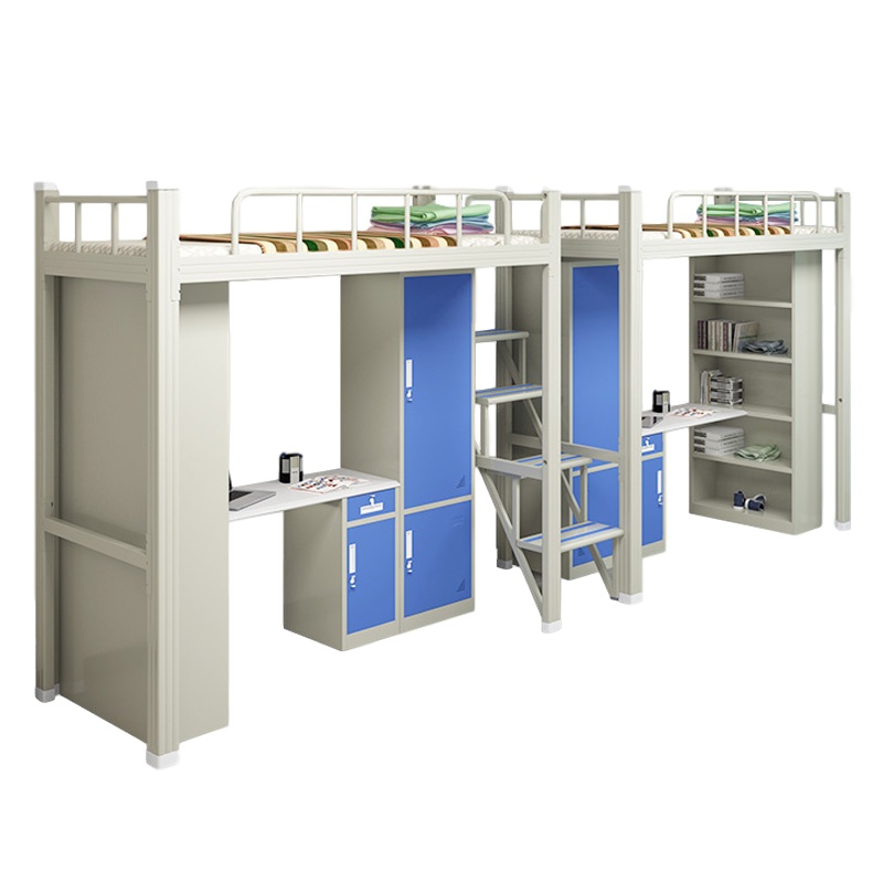 慧采云 双层床高低铁架员工宿舍床双人床上下铺二人位中步梯公寓床