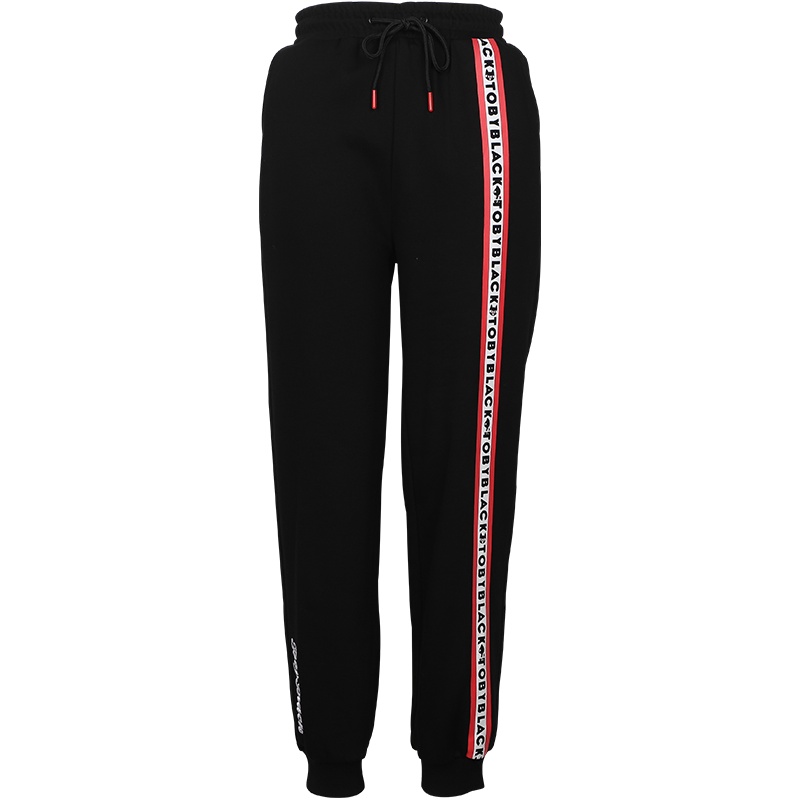 a02新款时尚侧边字母织带抽绳松紧腰秋冬休闲裤女DTU6C0541PN