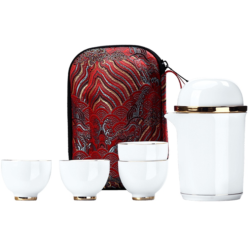 領藝 日式简约旅行茶具套装便携式车载陶瓷旅游功夫泡茶器