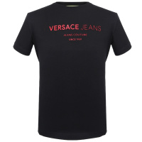 VERSACE JEANS 男士黑色LOGO短袖T恤衫 B3GTA71C 30134 899