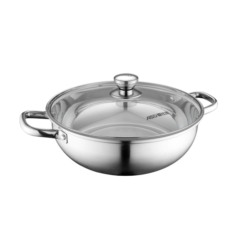 爱仕达(ASD)304不锈钢清汤火锅盆30CM5升 家用打边炉一锅多用易清洁大容量汤锅 燃气电磁炉通用锅具涮肉锅