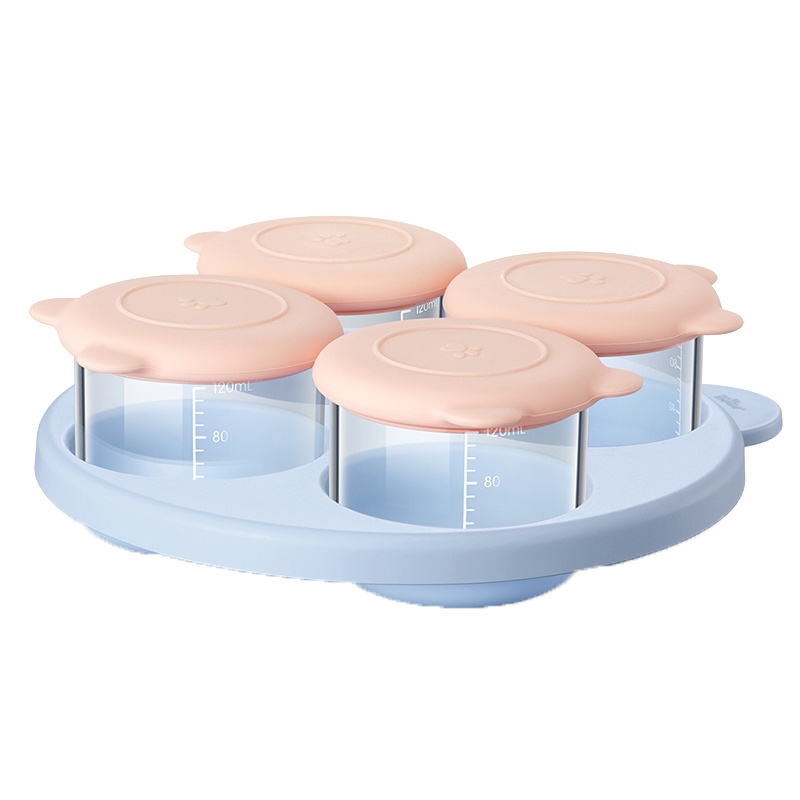 小熊电器(bear)儿童餐具 辅食杯食品硅胶外出易携 托盘辅食杯 婴儿辅食盒 宝宝零食盘 MW-C0031(芋糖粉)