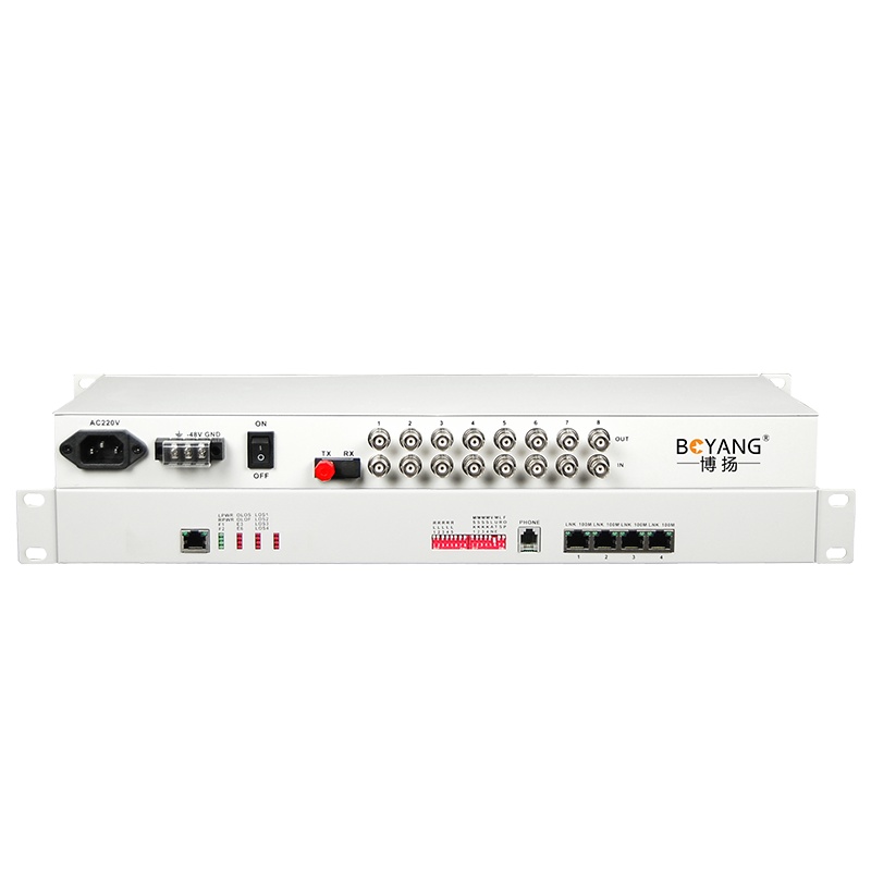 博扬(BOYANG)BY-8E1-4E-60KM PDH光端机8E1 8路2m+4路以太网 FC单纤60公里机架式双电源