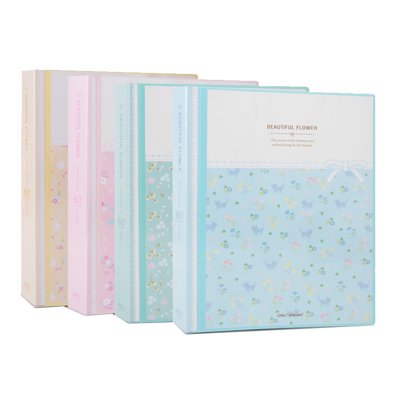 得力deli5176资料册60页孕检资料册多层收纳册小清新碎花A4文件夹插页夹活页文件夹