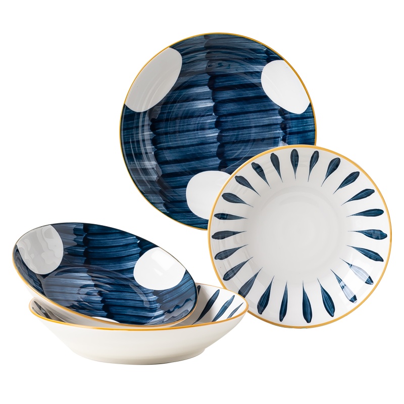 麦可可 碗碟套装家用网红日式餐具创意个性盘4个装套装菜盘菜碟子组合