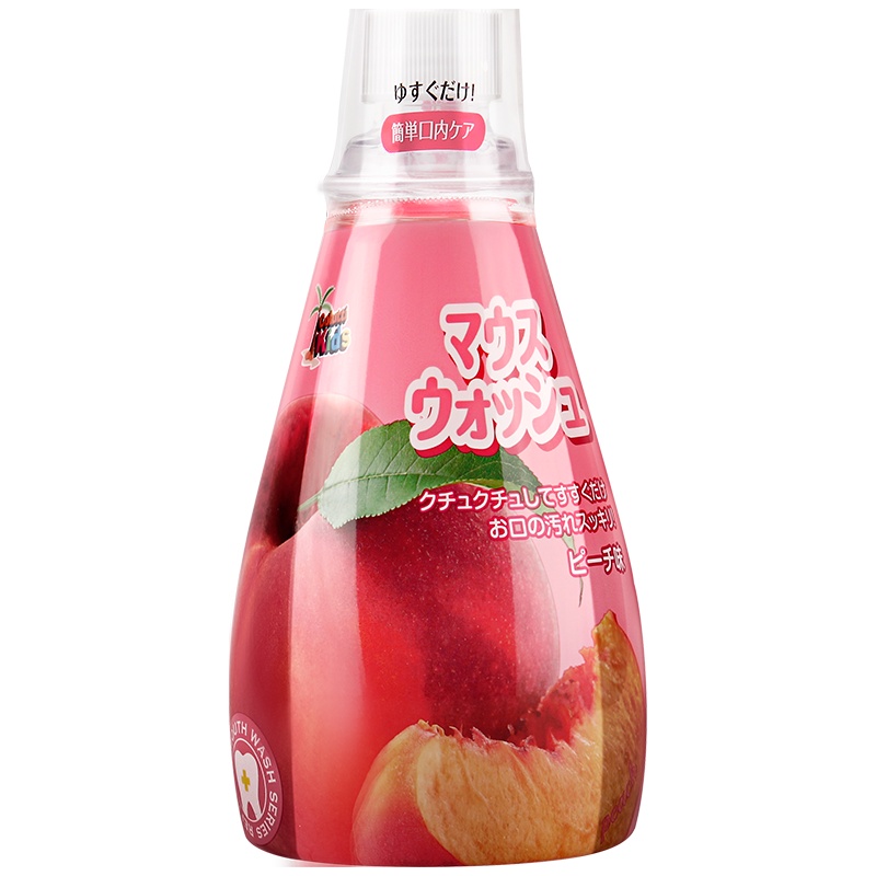 日本进口德露宝儿童漱口水宝宝专用3-6-12岁防蛀可吞咽水蜜桃果味340ml