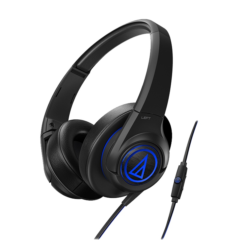 铁三角(Audio-technica) ATH-AX5iS BK 便携式头戴式手机通话耳麦耳机 黑色