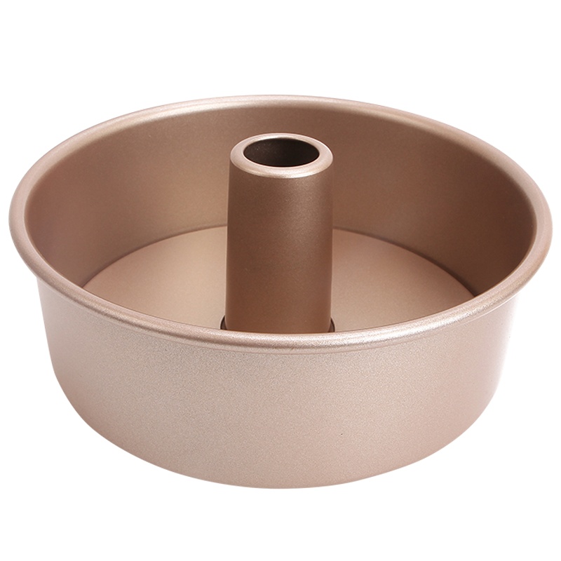 学厨 8寸不粘烟囱戚风蛋糕模具 可拆式海绵蛋糕面包模具 香槟金色圆形活底烘焙工具 WK9074