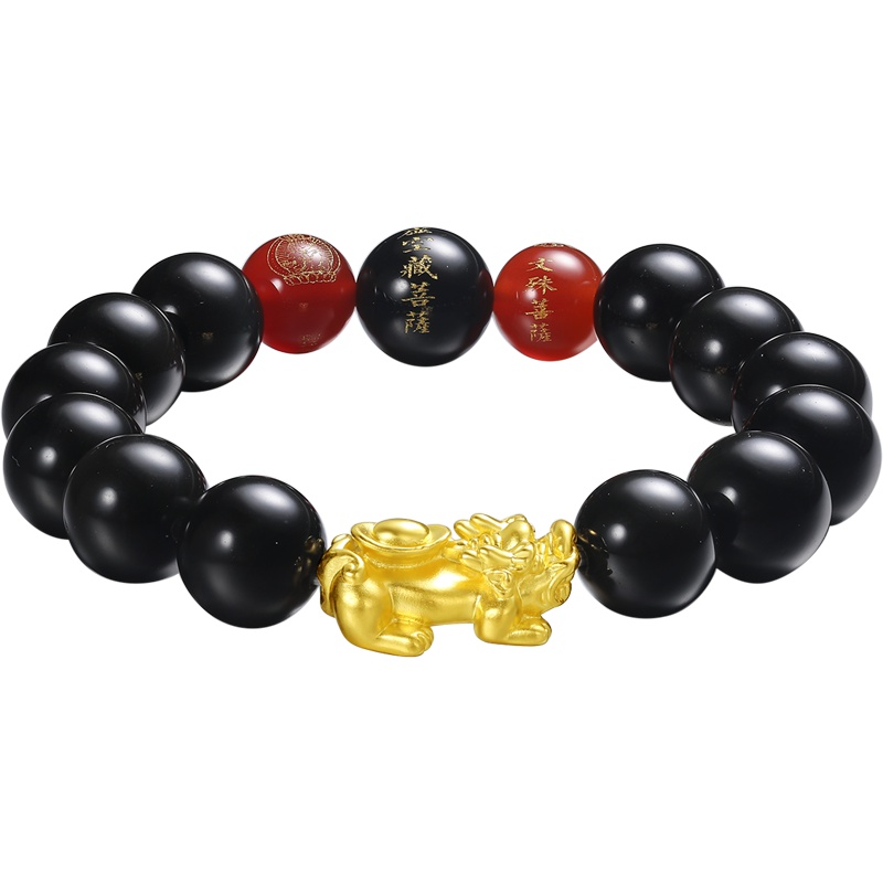 周大生 定价黄金手链转运珠 男女通用款正品3D硬足金串珠路路通手串招财貔貅手链送长辈黄金饰品 女士珠宝首饰