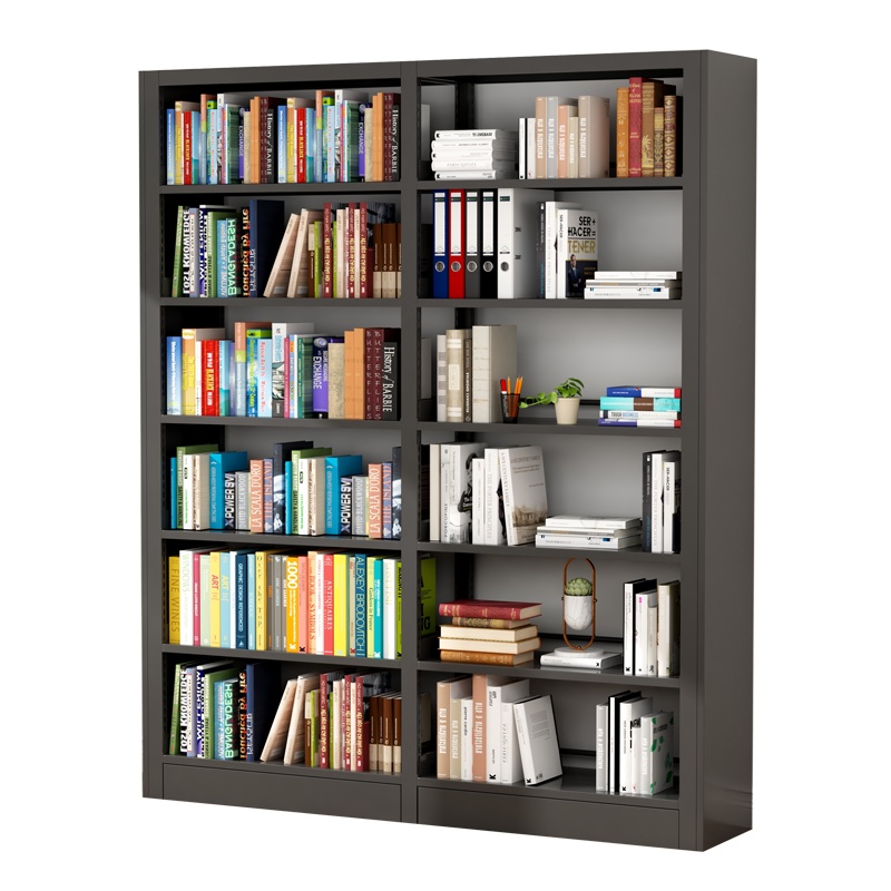 臻远6层钢制书架 单面一列二组黑色