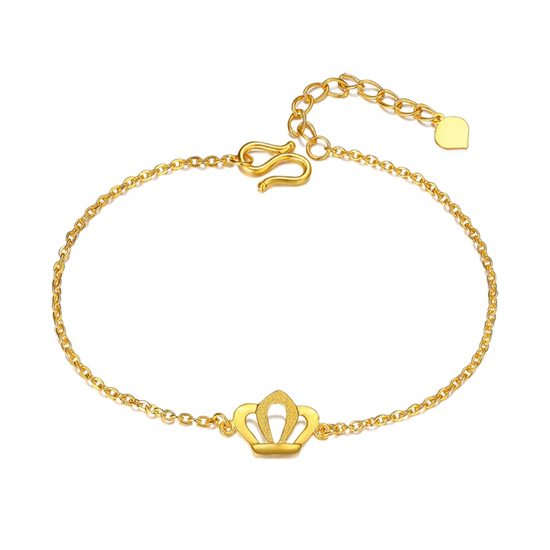 潮宏基 小金冠 皇冠 黄金手链女桂冠足金手链手饰 计价工费120元