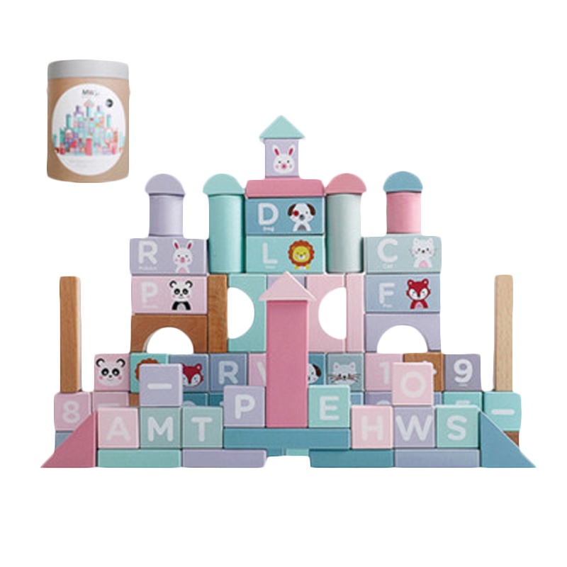 木玩世家儿童积木拼装玩具益智木质1-6岁宝宝大颗粒木头男孩女孩Z1001B 80粒益智甄选积木