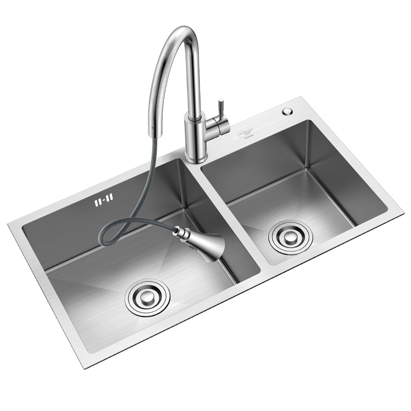 东鹏卫浴(DONGPENG) 不锈钢手工水槽双槽套装 厨房洗菜盆 洗碗水池 厨盆加厚不锈钢水槽