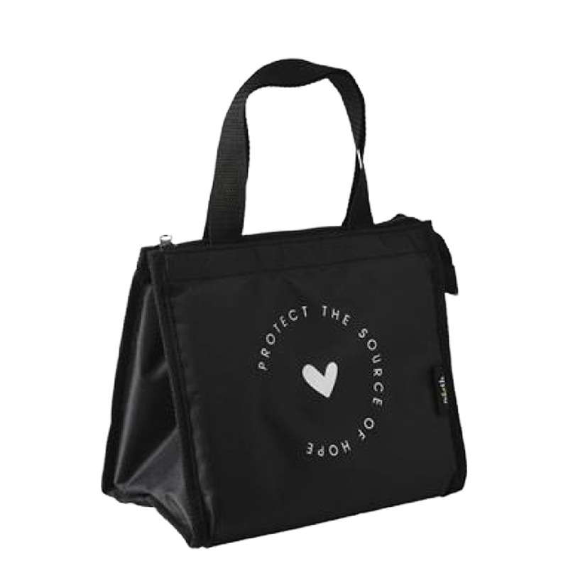 便当袋手提包饭盒袋子大号便当烘焙精灵包保温饭防油大容量带饭饭盒袋 爱心款小号[拉链款]