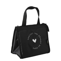 便当袋手提包饭盒袋子大号便当烘焙精灵包保温饭防油大容量带饭饭盒袋 爱心款小号[拉链款]