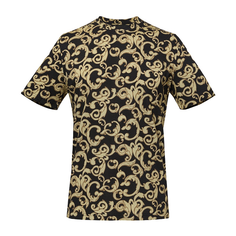 范思哲/VERSACE 19春夏新品 男士短袖圆领T恤 意大利 新款 黑/黄
