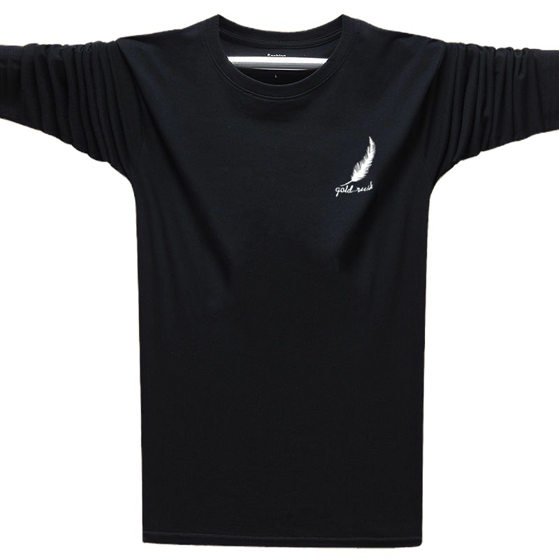 男长袖运动T恤男打底衫纯色圆领白色简约长袖体恤春秋季男装上衣服