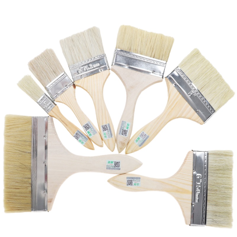 长城(THE GREAT WALL)木柄刷子8寸 优质硬毛油漆文玩灰尘猪毛鬃毛长毛大小毛刷油漆刷(定制商品)