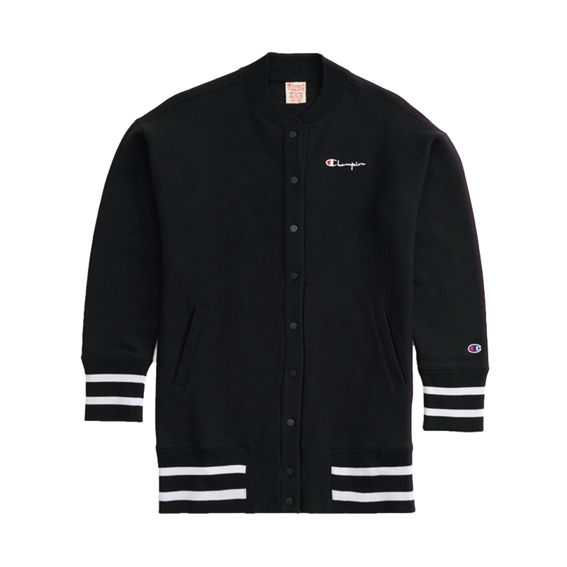 CHAMPION 冠军女子premium系列纽扣卫衣时尚黑色套头外套 110981