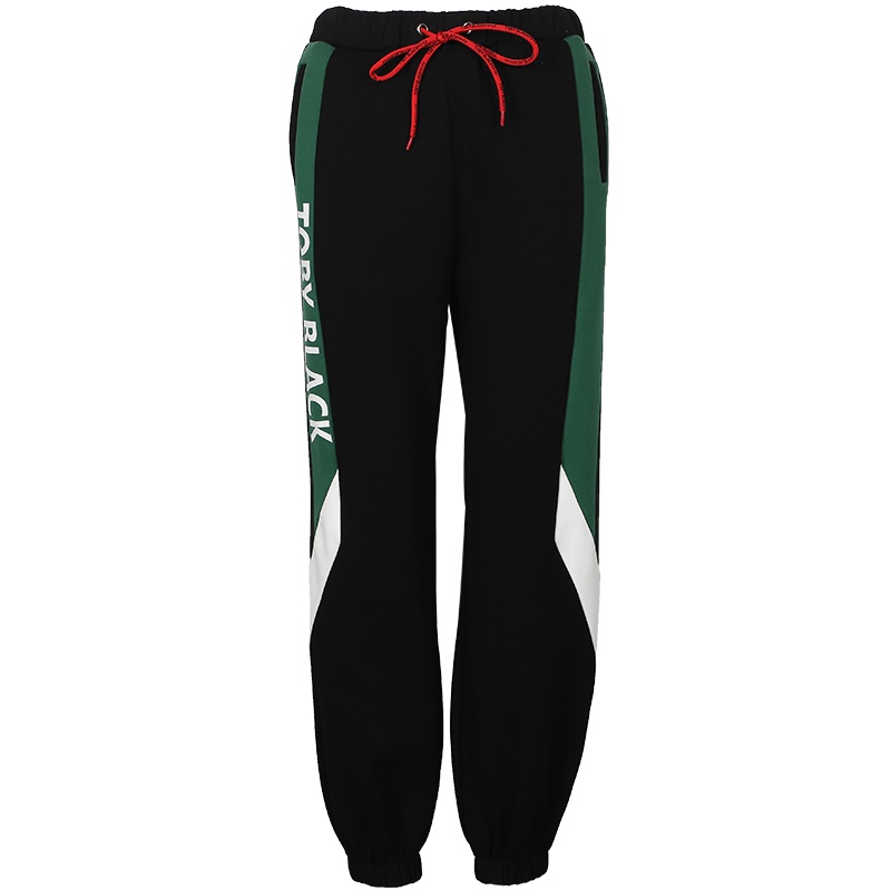 a02新款潮流印花撞色拼接抽绳秋冬加厚休闲裤女DTU5B1201PN