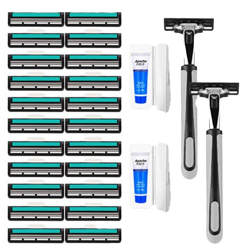 双层1刀架[无刀片] 爆版半送多规格手动剃须刀刮胡刀头双层刀片胡须刀刮毛刀老式