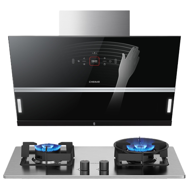 德意(DE&E)A5系列830Pa自清洁21立方挥手侧吸油烟机燃气灶套餐烟灶套装858A+772G(需液化气详询客服)