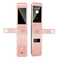 智能锁指纹锁入户家用防盗门密码锁电子刷磁卡手机远程开门通用型经典款直板三色呼吸灯古铜色铝合金