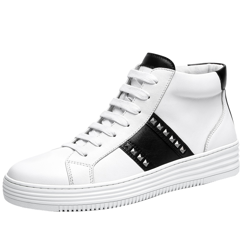 GOLF/高尔夫耐磨真皮鞋男士铆钉系带休闲板鞋潮流百搭高帮鞋男