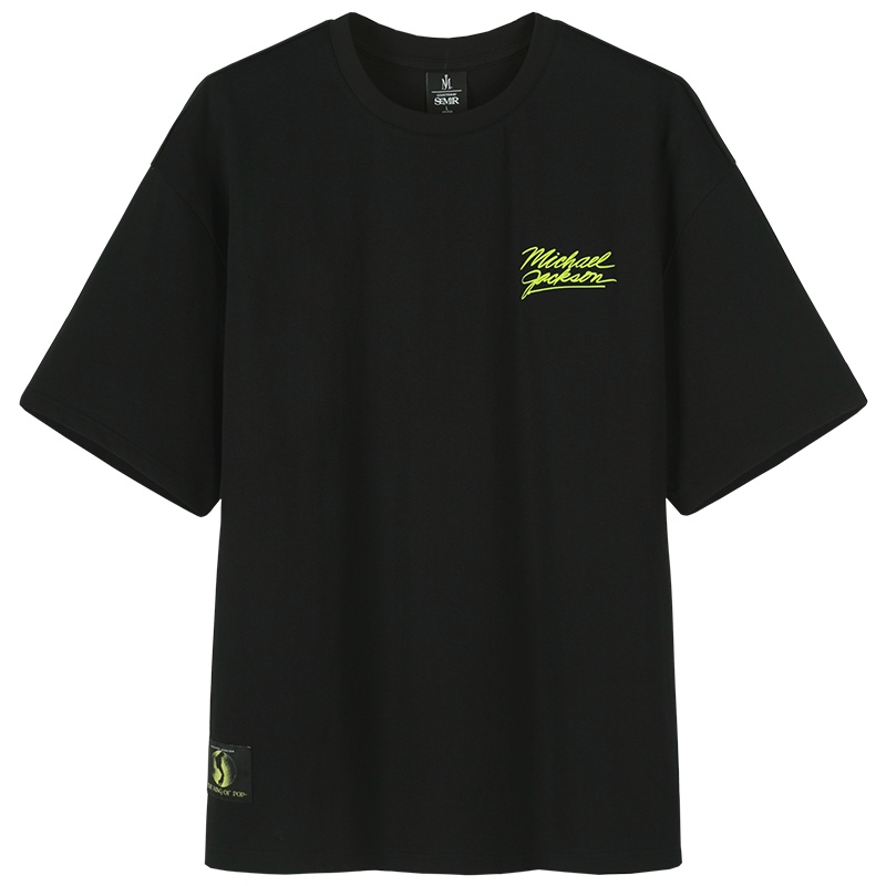 森马MJ系列夏季纯棉短袖T恤男撞色贴布绣迈克尔杰克逊潮