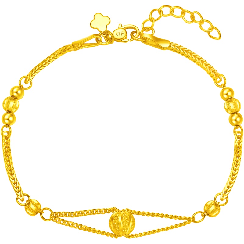 周大福珠宝首饰光沙时尚大方足金金饰品手链计价(工费:178元)F190074