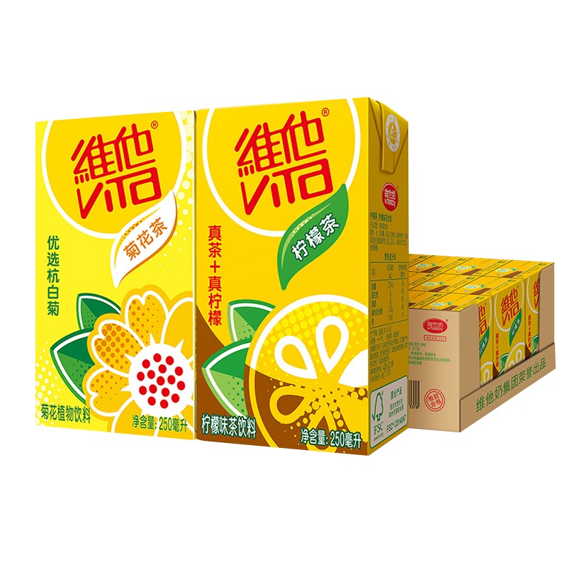 维他多口味混合装饮料250ml*24盒(柠檬茶6盒*2+菊花茶6盒*2)