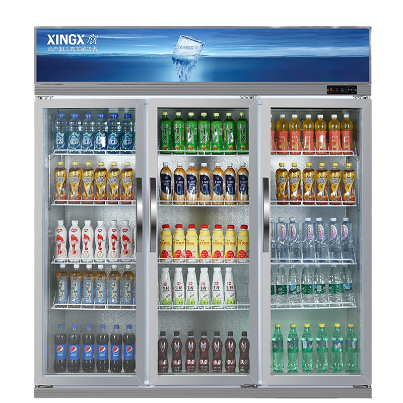 星星(XINGX)1200升 商用展示柜 对开门 冷藏柜 立式冷柜 冰箱 双层玻璃 三门 直观展示LSC-1200K