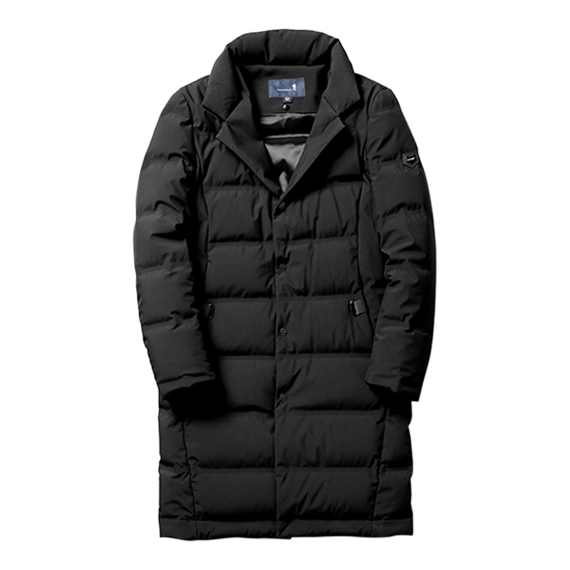 与狼共舞羽绒服男中长款2019冬季修身翻领外套潮流帅气男装DZ